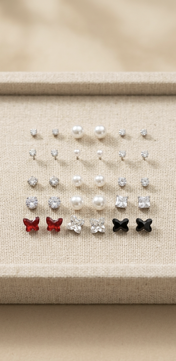 The Butterfly & Pearl Curation Essential Stud Set
