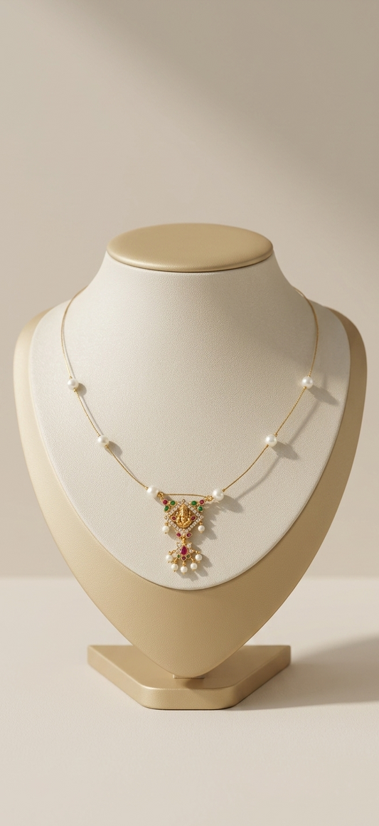 Divine Ganesha Pearl Invisible Chain