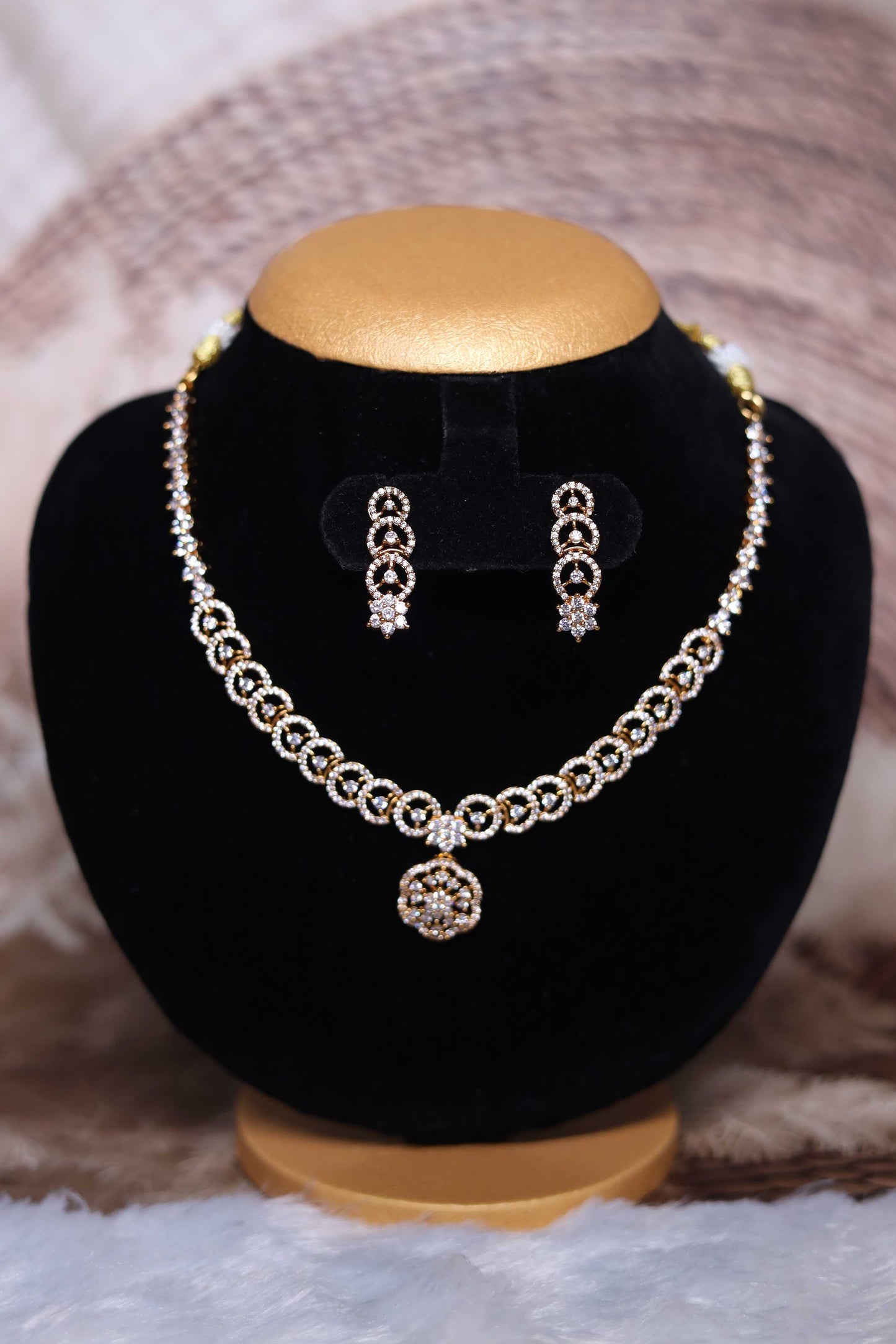 Royal Medallion CZ Necklace & Earring Set
