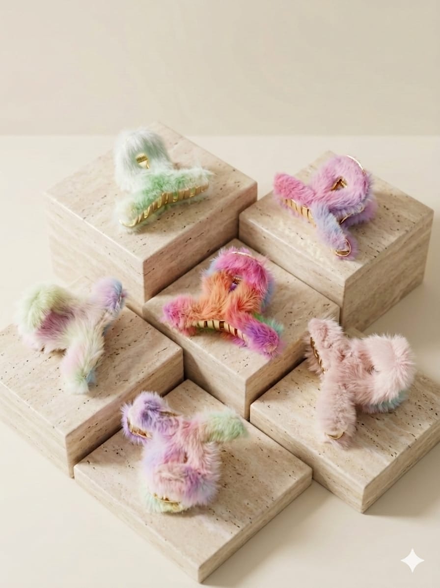 Plush Fur Claw Clips