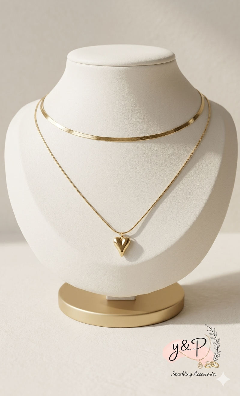 Double Layered Slim Heart Chain