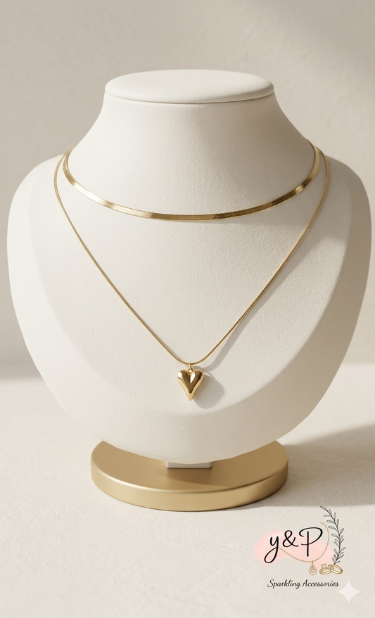 Double Layered Slim Heart Chain