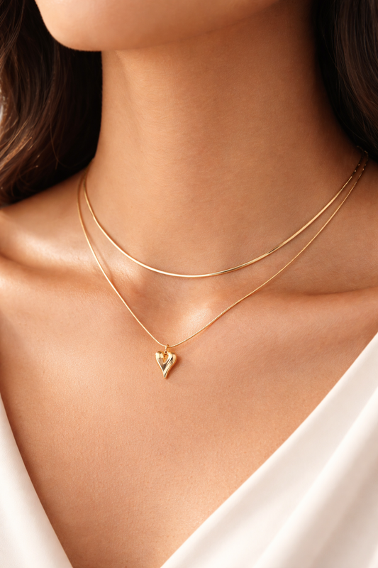 Double Layered Slim Heart Chain