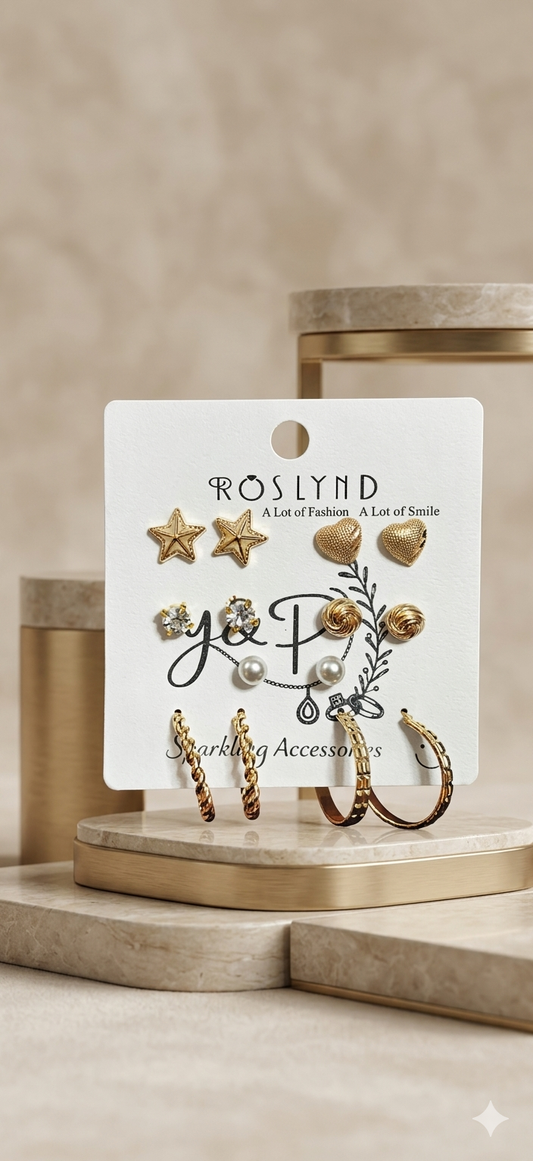 Celestial & Classic Gold Earring Set