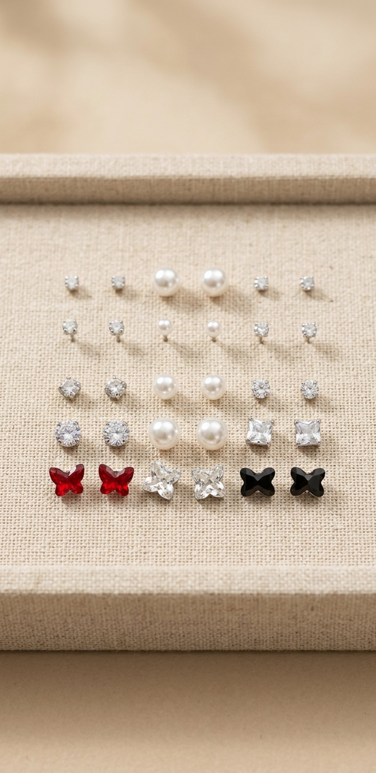 The Butterfly & Pearl Curation Essential Stud Set