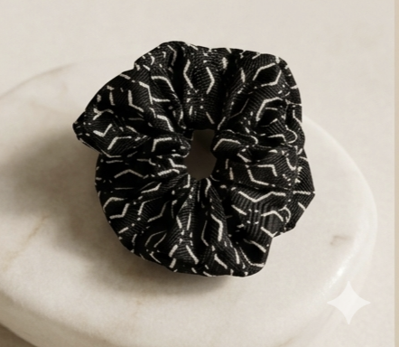 Geometric Black Scrunchies