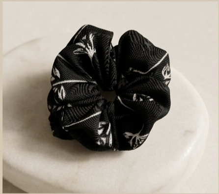 Geometric Black Scrunchies