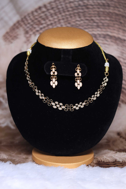 Aura Leaflet CZ Choker & Earring Set