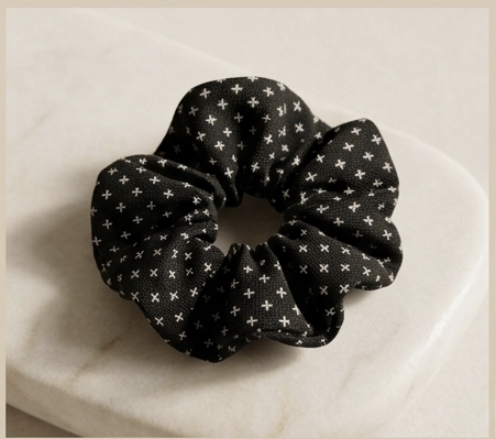 Geometric Black Scrunchies