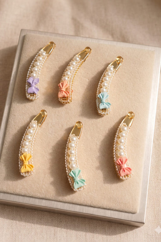 Pearl Bow Snap Clip