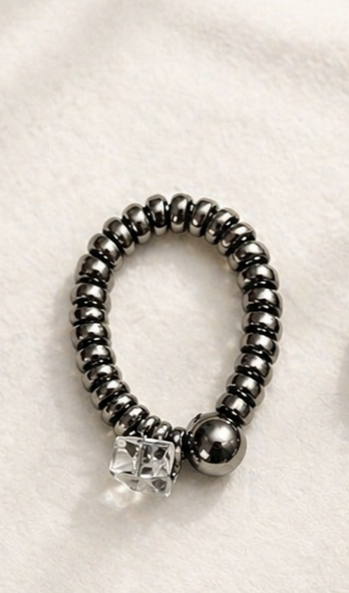 Crystal Stone and Beads Rubber Band